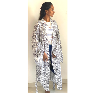 The Indian Bazaar - Duster Jacket Kimono, Long Coat, Wide sleeve, resort wear