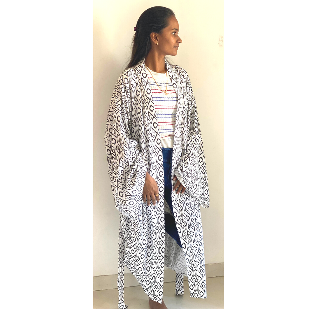 The Indian Bazaar - Duster Jacket Kimono, Long Coat, Wide sleeve, resort wear