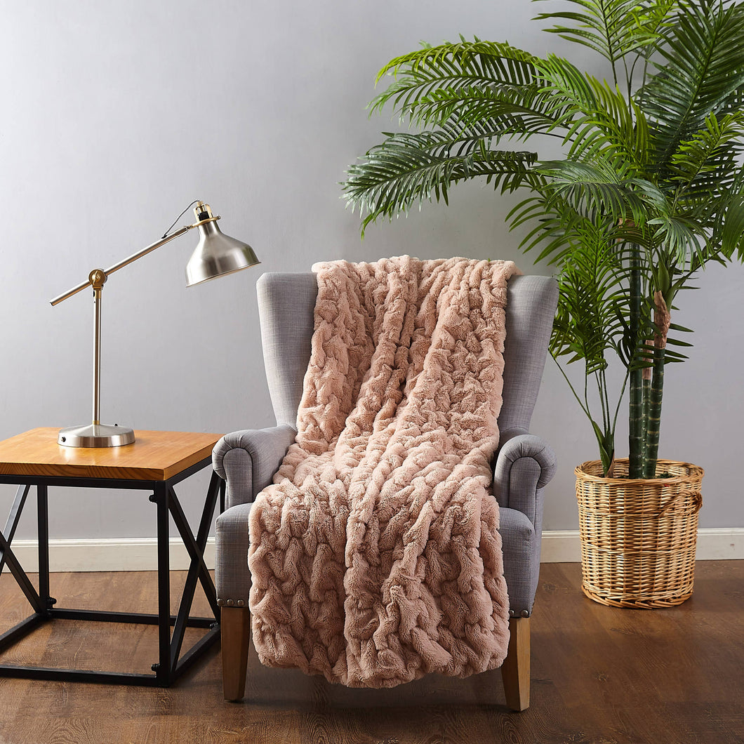 Peking Handicraft - Blush Sculpted Throw Blanket by Ayesha Curry