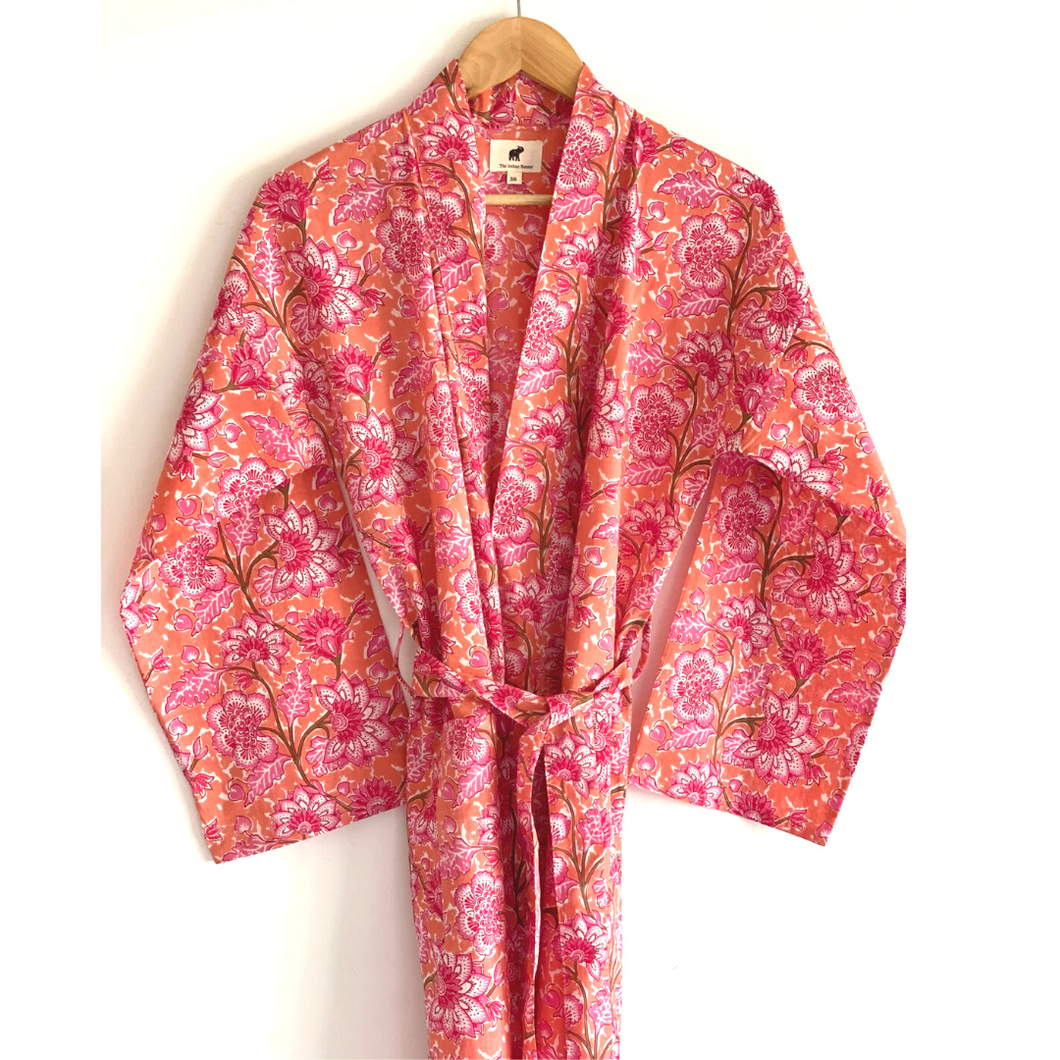 The Indian Bazaar - House Coat Womens -  Swim Cover up Kimono + Bag