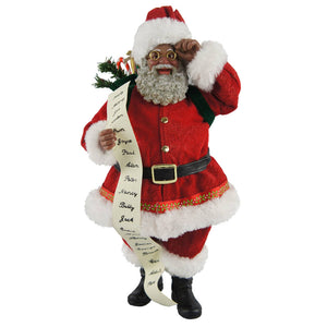 Santa’s Workshop - 10" Black Traditional Santa with List
