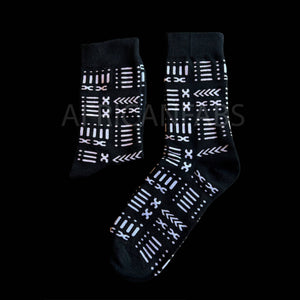 African socks / Afro socks - Black White Bogolan