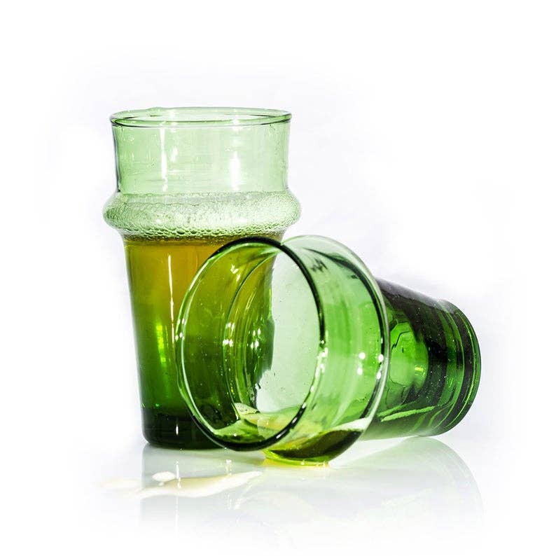 Beldi Moroccan Water/Tea Glasses, Green  Large 10oz