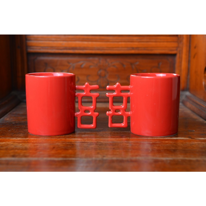 Ceramic Mugs - Double Happiness - Set of 2