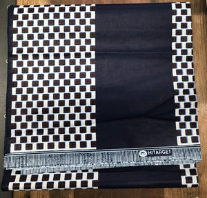 African Bossinin Wax Cloth-Navy/Block Print