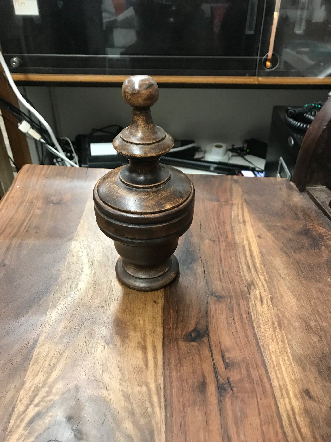 Wooden Finial Box - Dark Wood