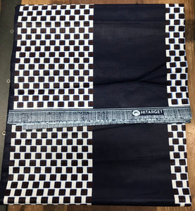 African Bossinin Wax Cloth-Navy/Block Print