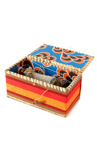 Kenyan Beaded Nativity Scene in Fabric and Banana Fiber Box