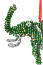 Green Beaded Wire Holiday Elephant Ornament