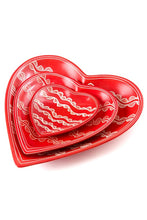 Set of Three Red Heart Shaped Soapstone Dishes