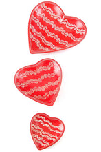 Set of Three Red Heart Shaped Soapstone Dishes