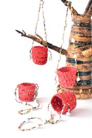 Beaded Sisal Mini Basket Ornaments