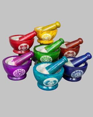 Soapstone Mortar & Pestal Chakra Throat - Turquoise