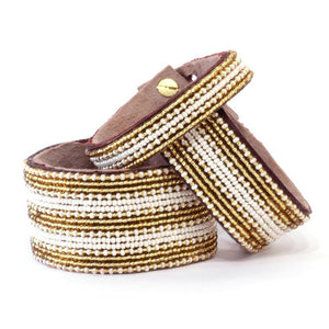 Stripe Leather Cuff Bracelets