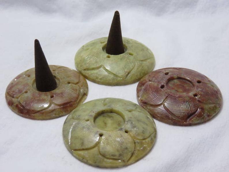 4 Pieces Lotus Carved Sticks & Cone Burner - 2