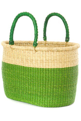 Cilantro Color Block Bolga Shopper with Leather Handles